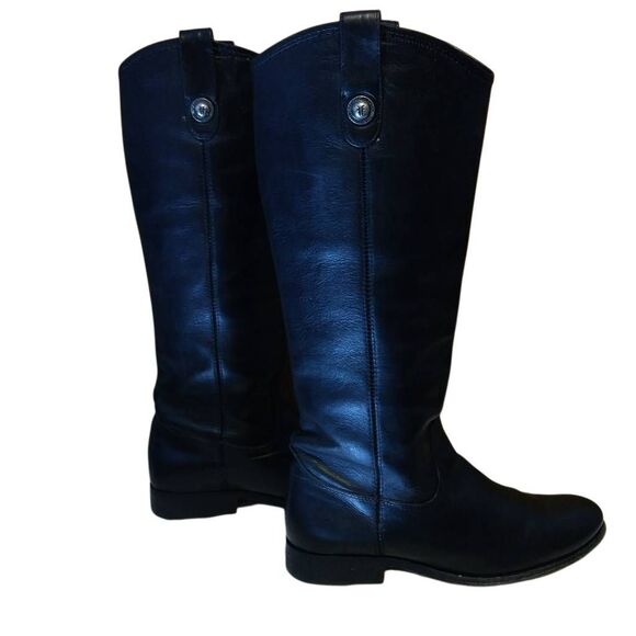 Frye Boots Melissa Lug Button Tall Wide Calf Women's Size 6.5 Black Leather - Picture 10 of 12